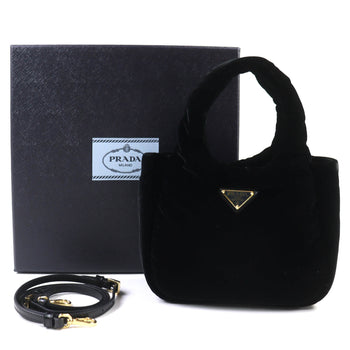 Prada 1Ba410 Padded Velvet Mini Handbag With Triangle Logo