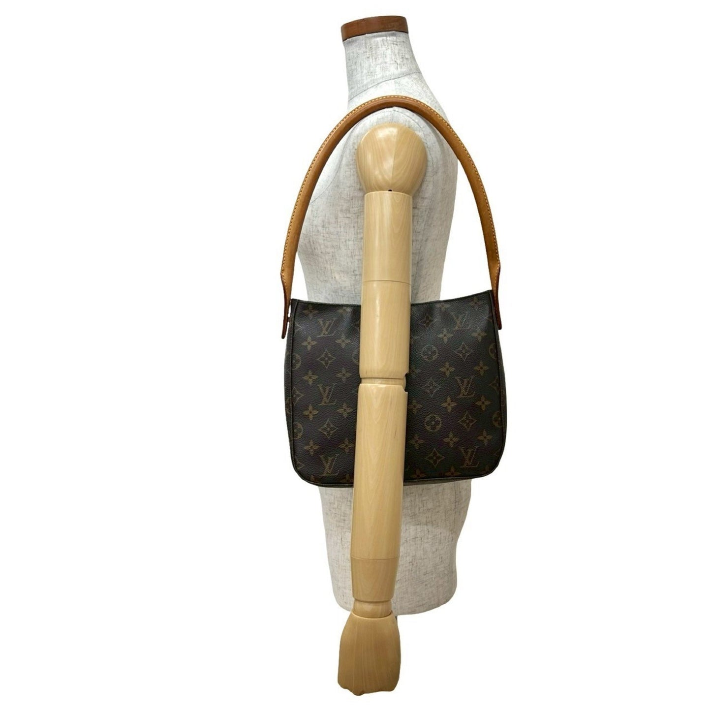 Louis Vuitton Vintage Looping Mm Monogram Leather Semi-One Shoulder Bag Brown 25709