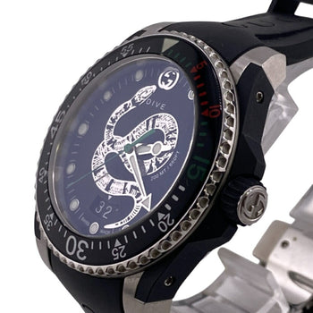Gucci Dive 136.3 Snake Black Dial 3 Hand Date Watch Analog Digital