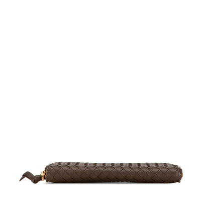 Bottega Veneta Intrecciato Round Long Wallet Brown Leather