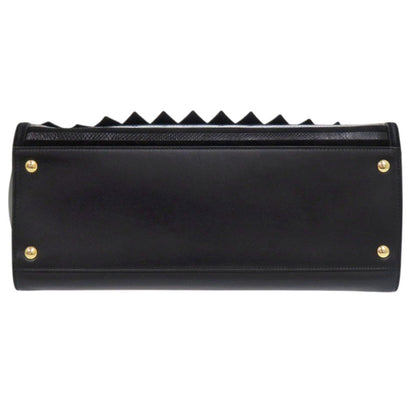 Salvatore Ferragamo Gancini Leather Black Handbag 1248