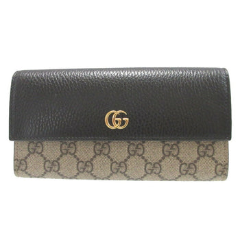 Unused Gucci Gg Marmont Supreme Leather Long Wallet In Beige