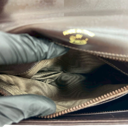 Gucci Old Gucci Vintage Gg Logo Leather Handbag Tote Bag Brown 70578