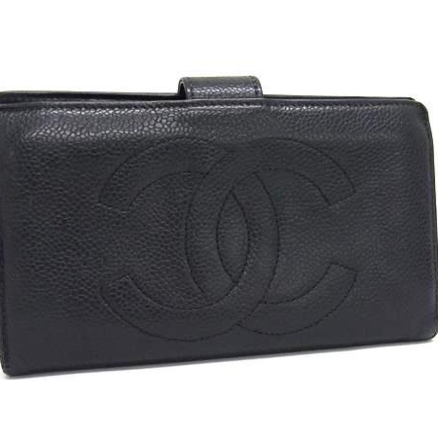 Chanel Coco Mark Wallet A13498 Black Caviar Leather