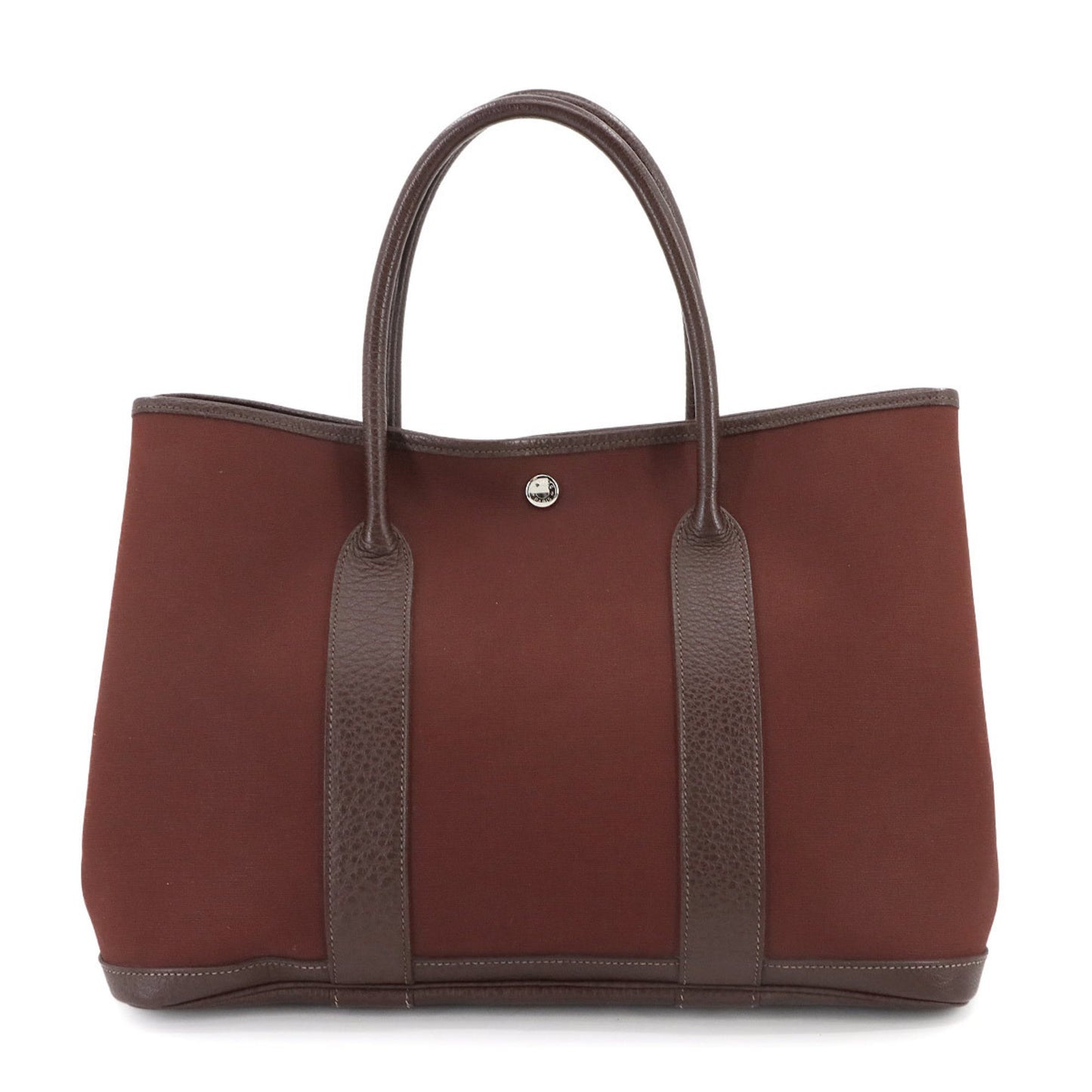 Hermes Herms Garden Pm Tote Bag In Toile Officier Leather