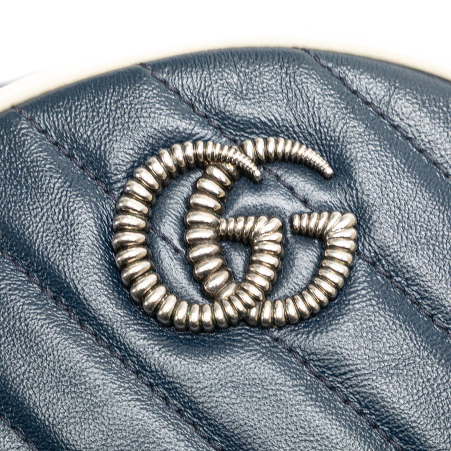 Gucci Gg Marmont Chain Shoulder Bag 550154 Navy Leather