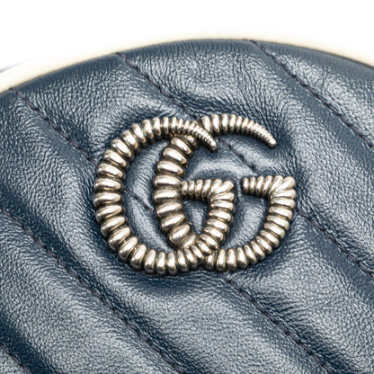 Gucci Gg Marmont Chain Shoulder Bag 550154 Navy Leather