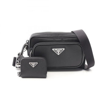 Prada Tessuto + Saffiano Shoulder Bag Nylon Saffiano Leather