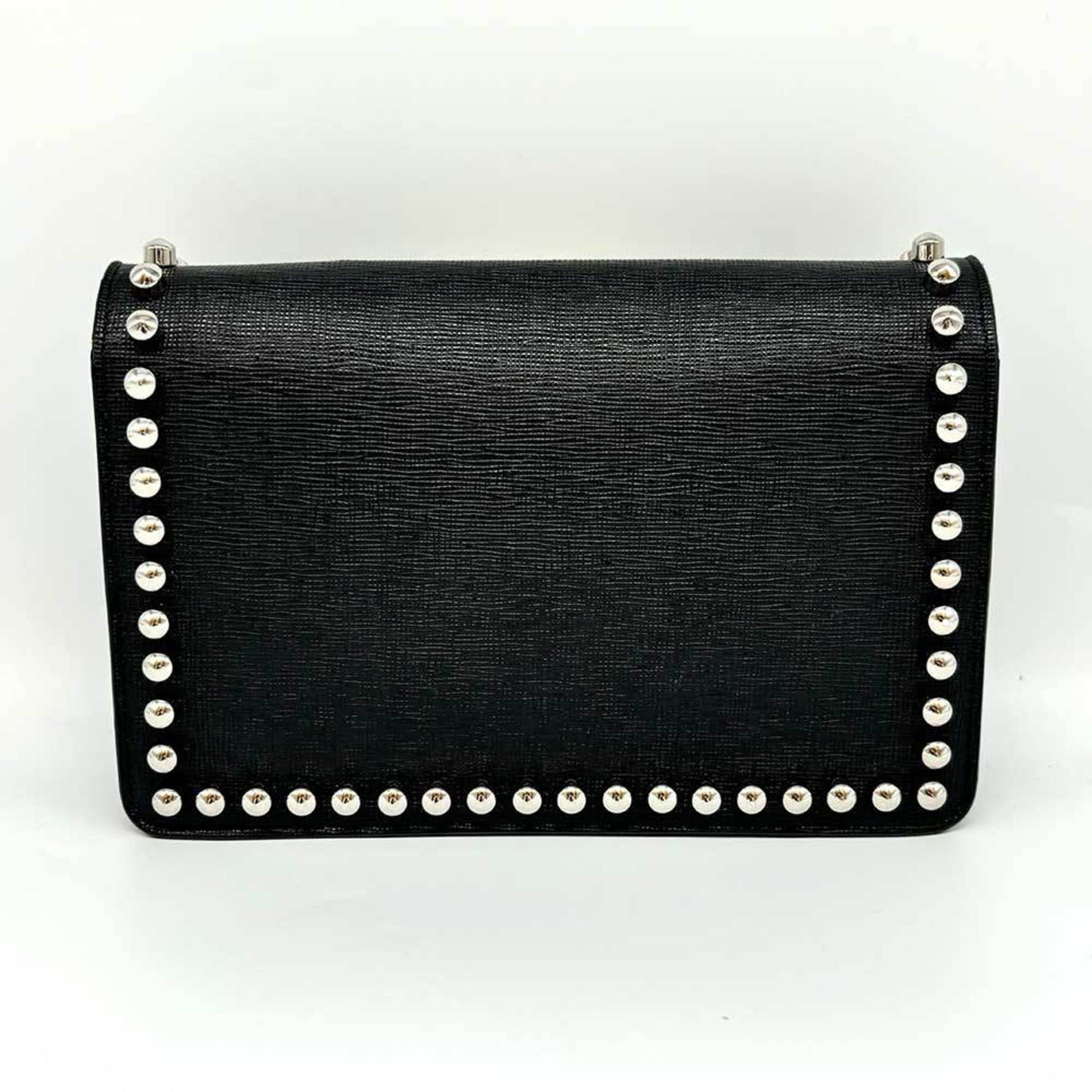 Fendi Carlito Chain Wallet Black Leather 8M0346