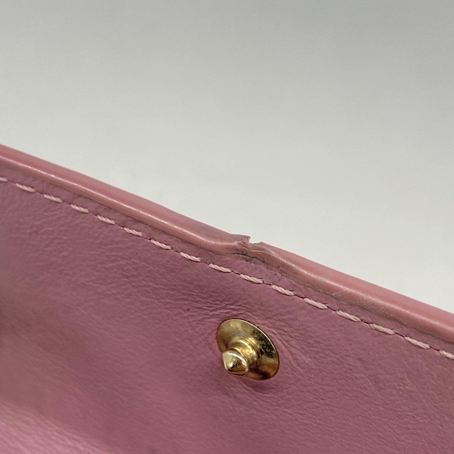 Christian Dior Tri-Fold Wallet Cannage Enamel Pink Champagne