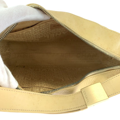 Chanel Vintage Chocolate Bar Coco Mark Beige Lambskin Shoulder Bag With Gold Hardware