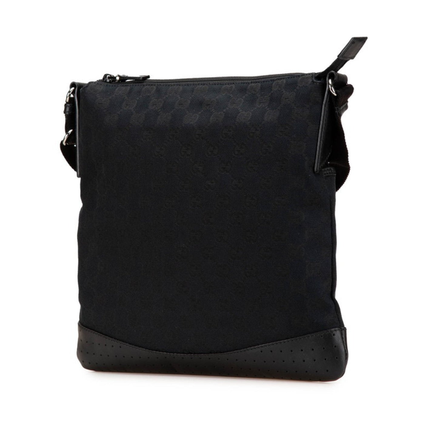 Gucci Gg Canvas Shoulder Bag 145857 Black Leather