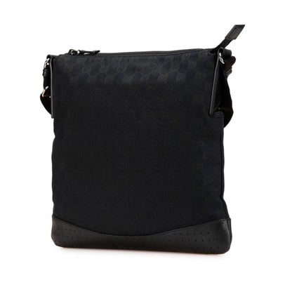 Gucci Gg Canvas Shoulder Bag 145857 Black Leather