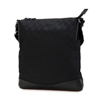 Gucci Gg Canvas Shoulder Bag 145857 Black Leather