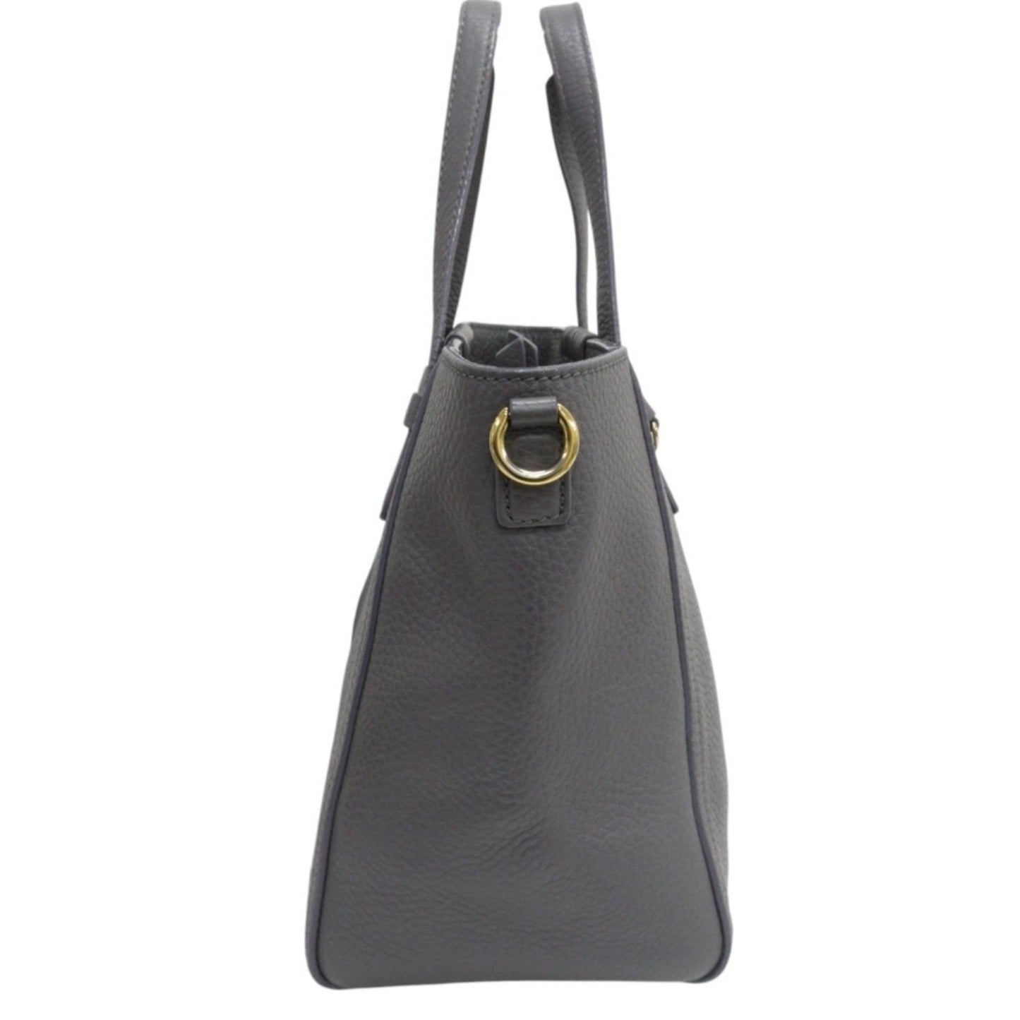 Salvatore Ferragamo Marta Punching Gancini Leather 2Way Shoulder Bag Tote Grey