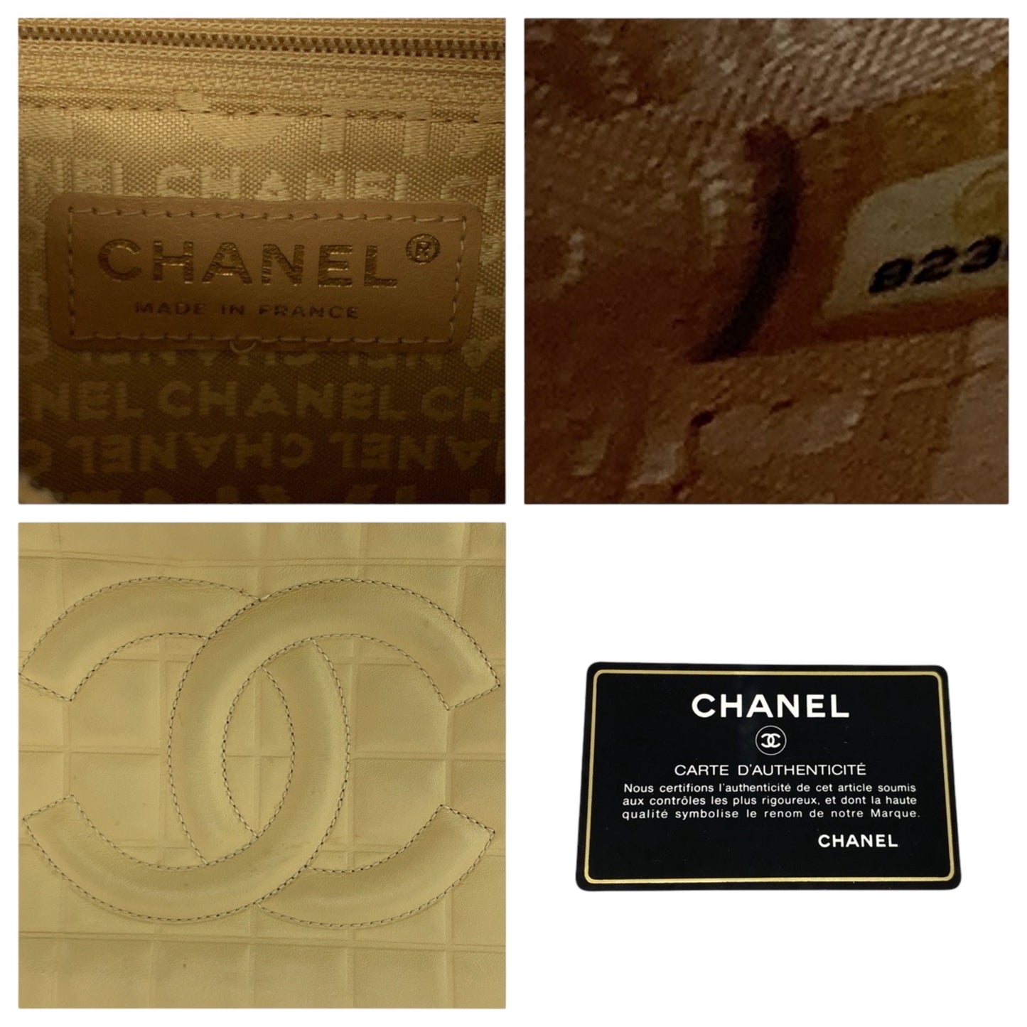 Chanel Vintage Chocolate Bar Coco Mark Beige Lambskin Shoulder Bag With Gold Hardware