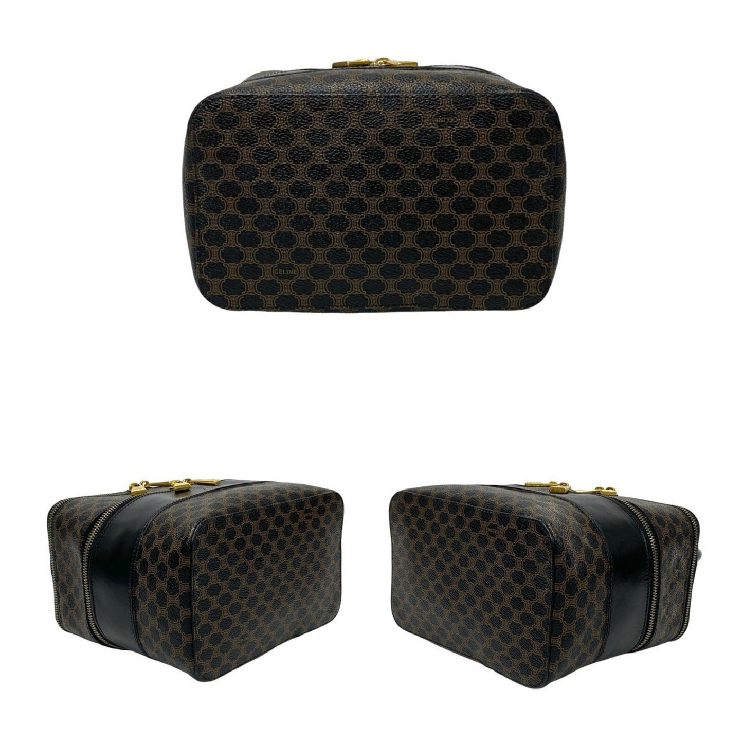 Celine Macadam Blason Triomphe Leather Handbag/Vanity Bag/Makeup Box