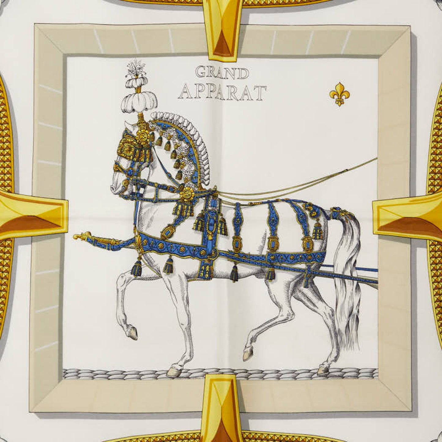 Hermes Herms Carr 90 Tres Grand Apparel Horse Scarf