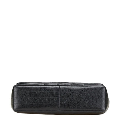 Chanel Coco Mark Bias Stitch Chain Shoulder Bag In Black Caviar Leather