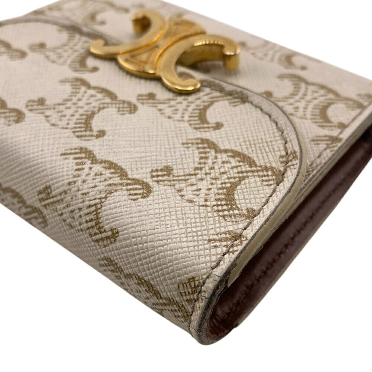 Celine Small Flap Wallet Compact Triomphe Trifold White