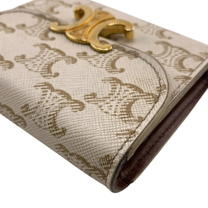 Celine Small Flap Wallet Compact Triomphe Trifold White