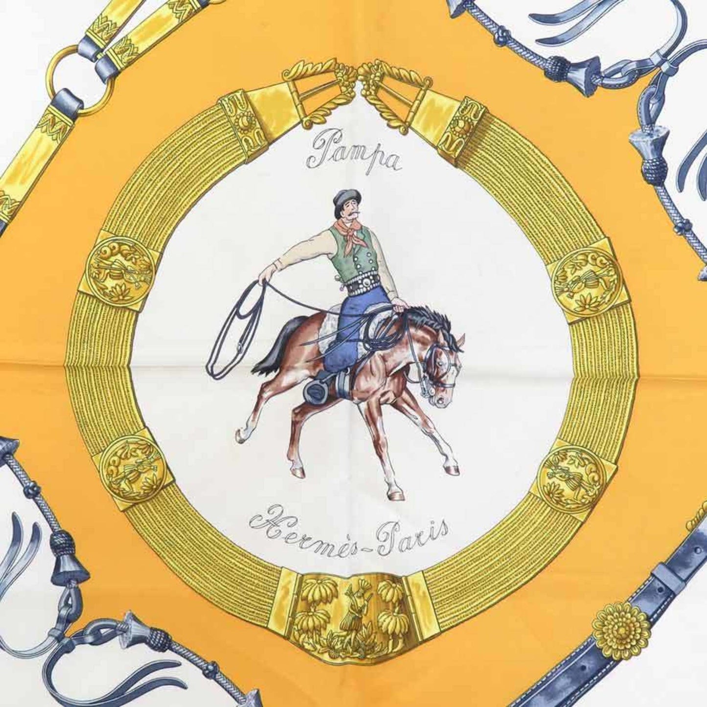 Hermes Hermes Scarf/Muffler Carre 90 Silk Yellow Multicolor