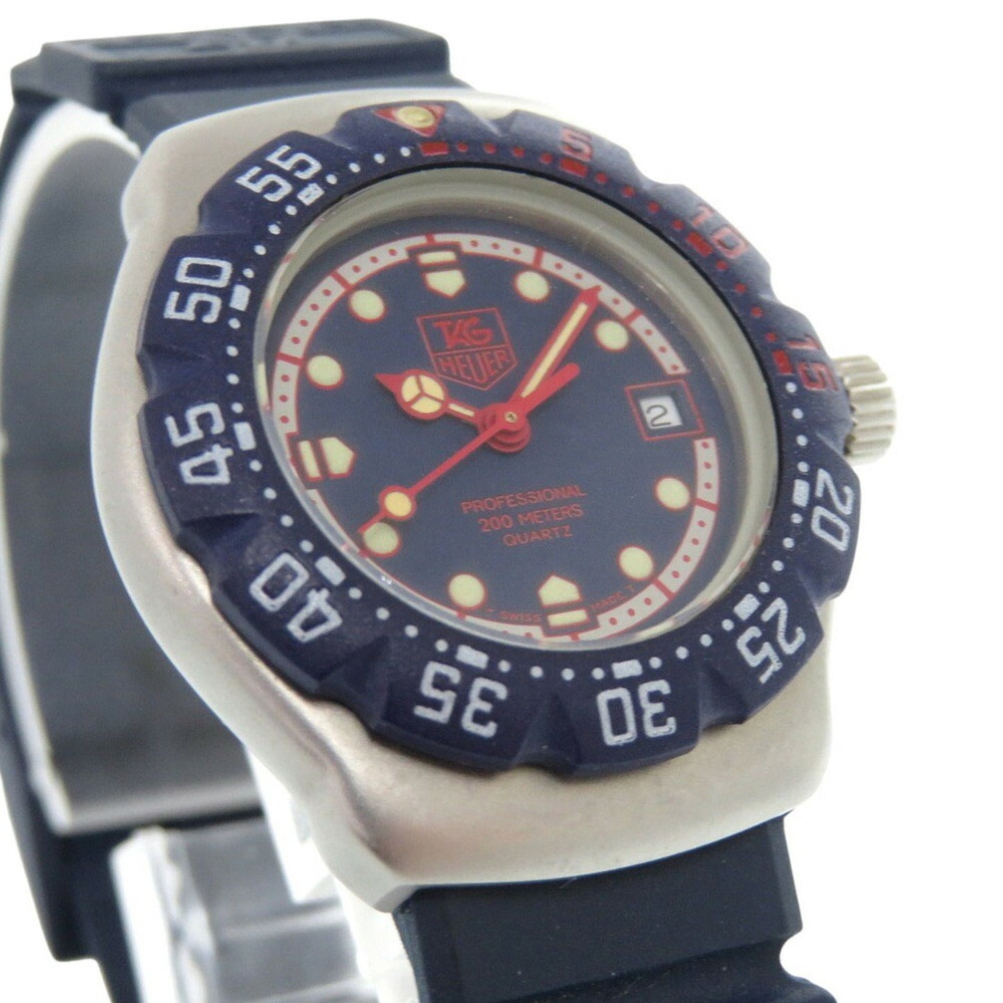 Tag Heuer Formula 1 370.508 Stainless Steel Rubber Navy Quartz Wristwatch 1911 Heuer