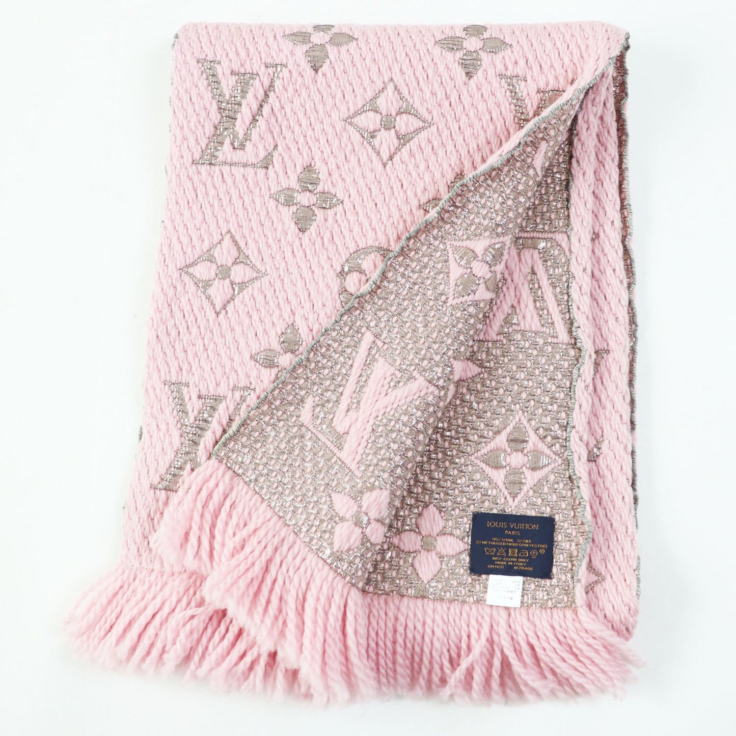 Louis Vuitton M70466 Logomania Wool And Silk Rose Ballerine Monogram Scarf
