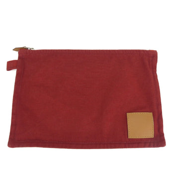Hermes Pouch Bora Cotton Leather Bordeaux Maroon Flat Multi-Purpose Accessories