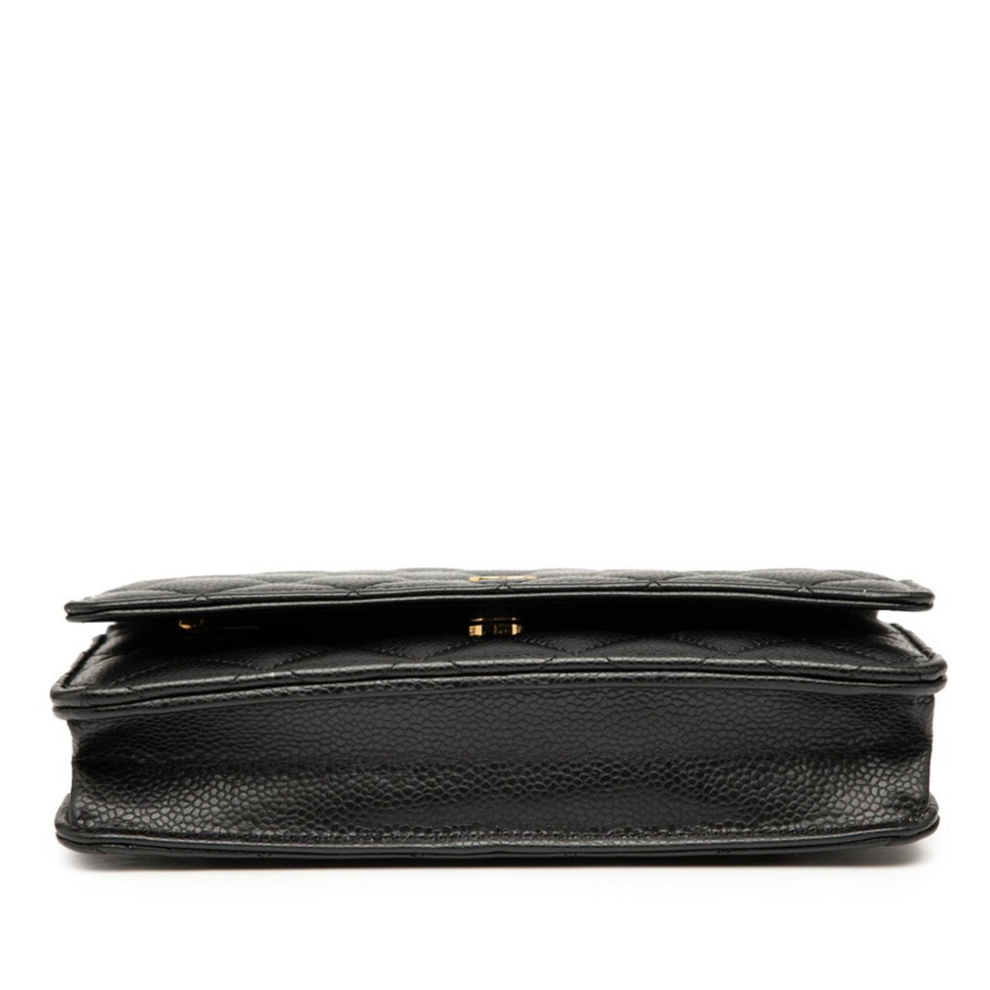 Chanel Matelasse Coco Mark Chain Wallet Shoulder Bag In Black Caviar Skin