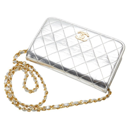 Chanel Matelasse Coco Mark Chain Shoulder Bag In Silver Leather