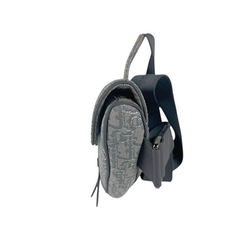 Christian Dior Shoulder Bag Saddle Canvas Gray