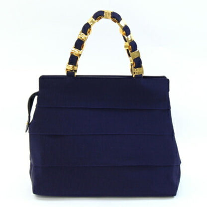 Salvatore Ferragamo Vara 21 5251 Handbag In Navy Blue Canvas