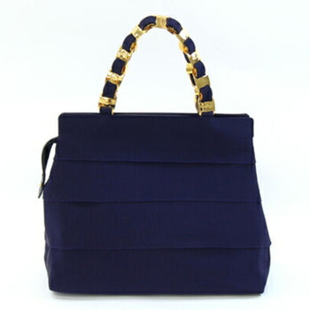 Salvatore Ferragamo Vara 21 5251 Handbag In Navy Blue Canvas