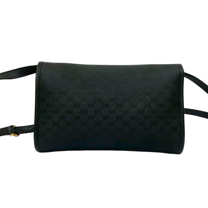 Gucci Vintage Micro Gg Logo Leather Shoulder Bag/Pochette/Sacoche In Black 88231