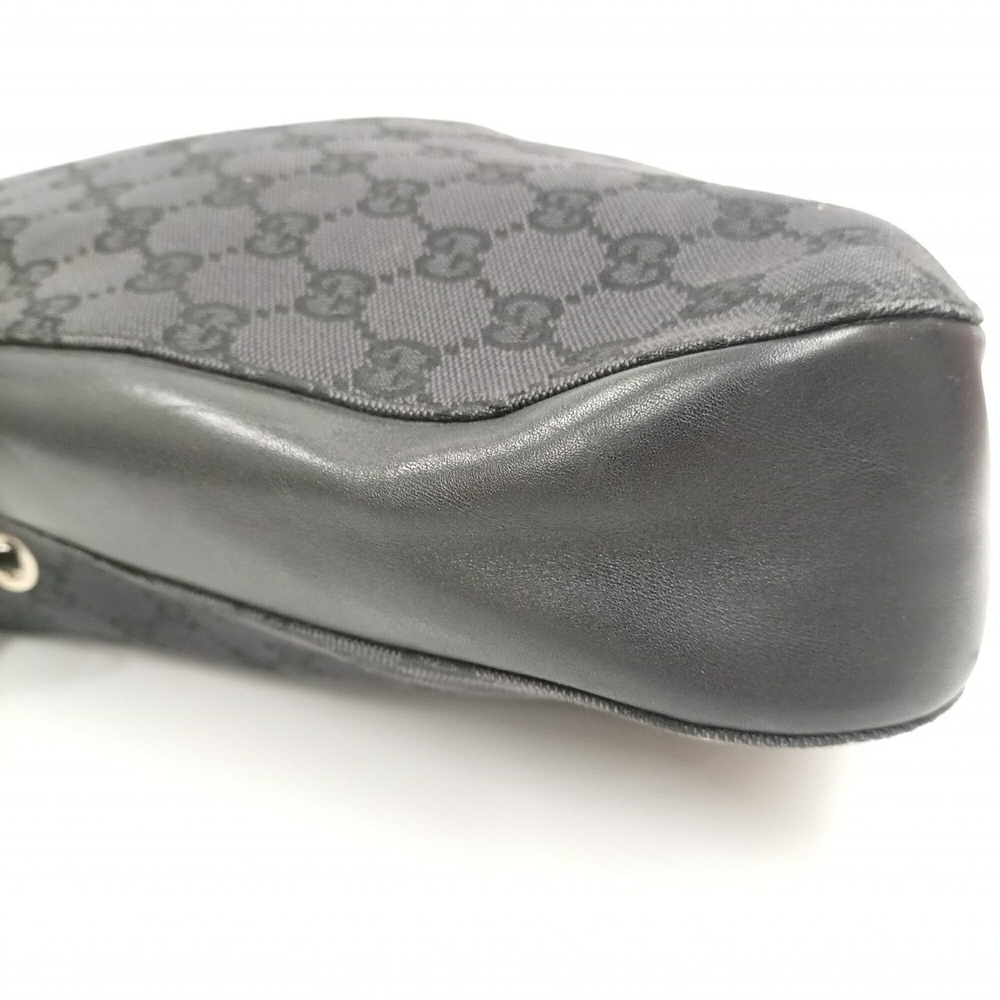 Gucci 001 3748 Handbag Gg Canvas Leather Black Ja-25117