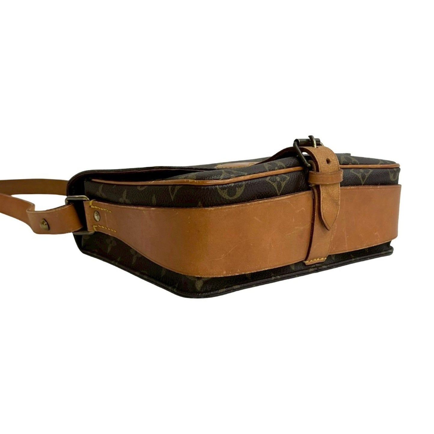 Louis Vuitton Vintage Saint-Cloud Monogram Leather Shoulder Bag/Pochette/Sacoche Brown 36278