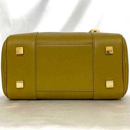 Loewe 2Way Bag Amazona Key 19 F-21325 Yellow Beige A039N10X03 Boston Handbag Leather Anagram