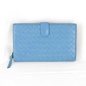 Bottegaveneta Bottega Veneta Intrecciato 114074 Bi-Fold Wallet Leather Blue
