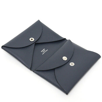 Hermes Herms Calvi Duo Epson Caban Black U Stamp () Card Case Coin Wallet
