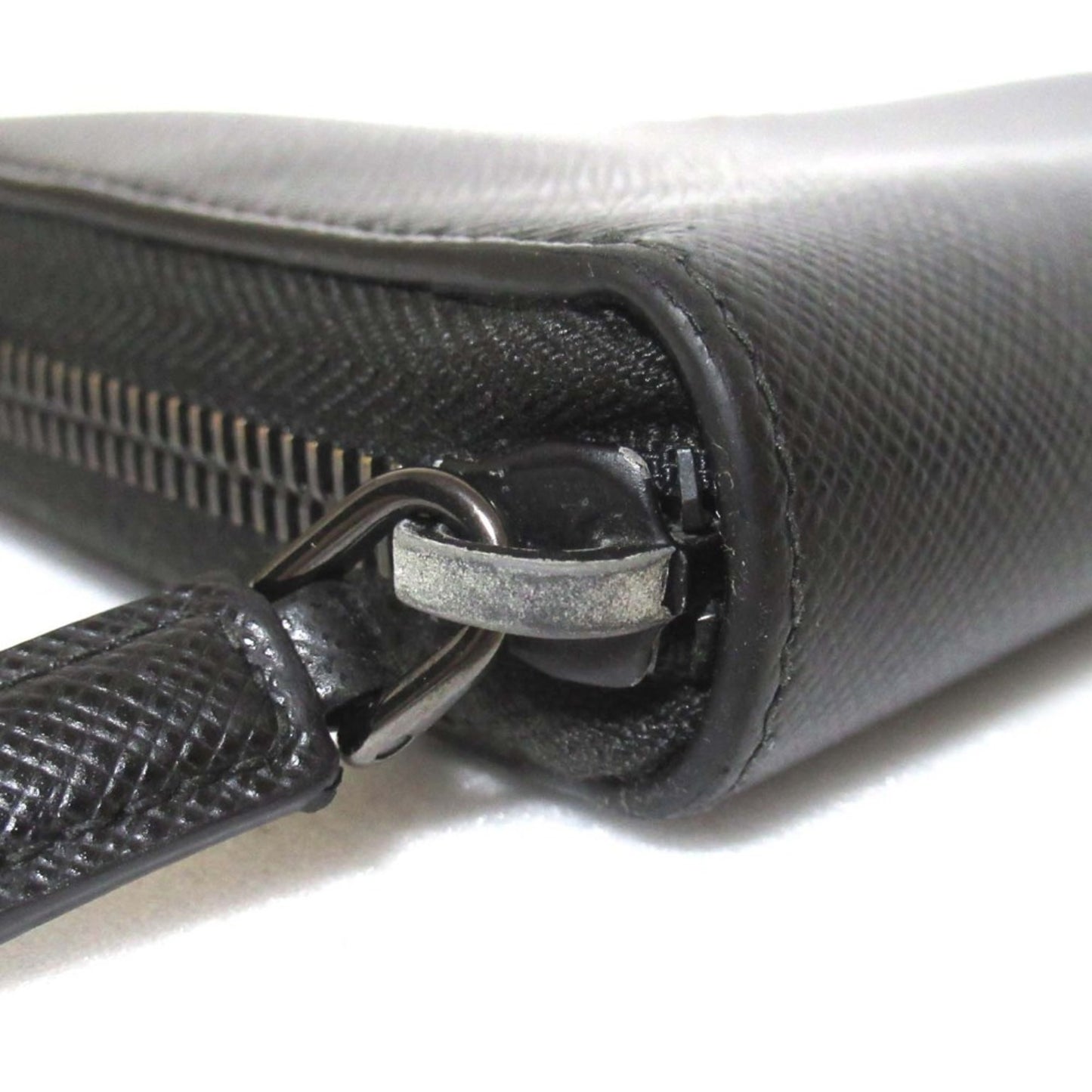 Prada Saffiano Leather Round Zip Long Wallet With Card Slots