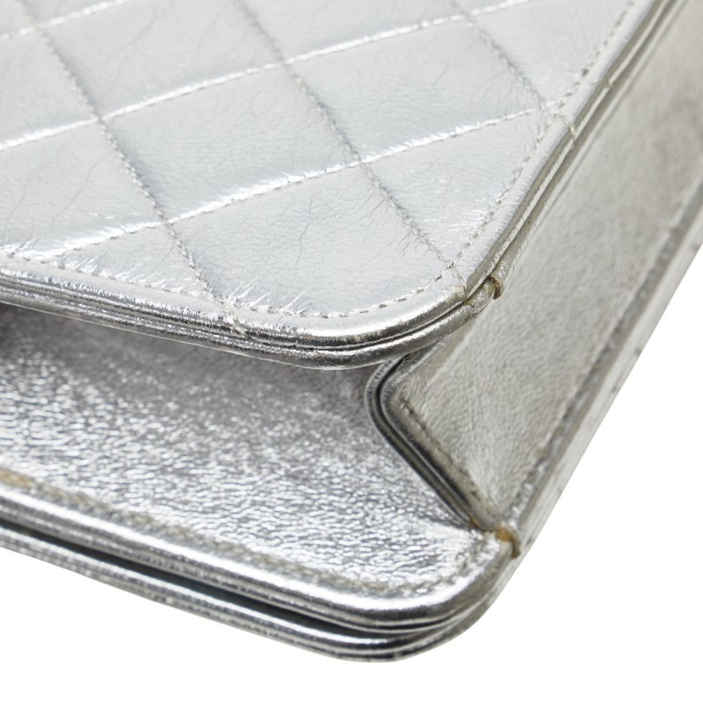 Chanel Matelasse Coco Mark Chain Shoulder Bag In Silver Leather