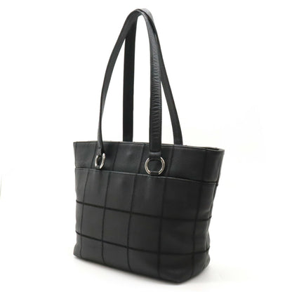 Chanel Chocolate Bar Tote Bag Leather Black