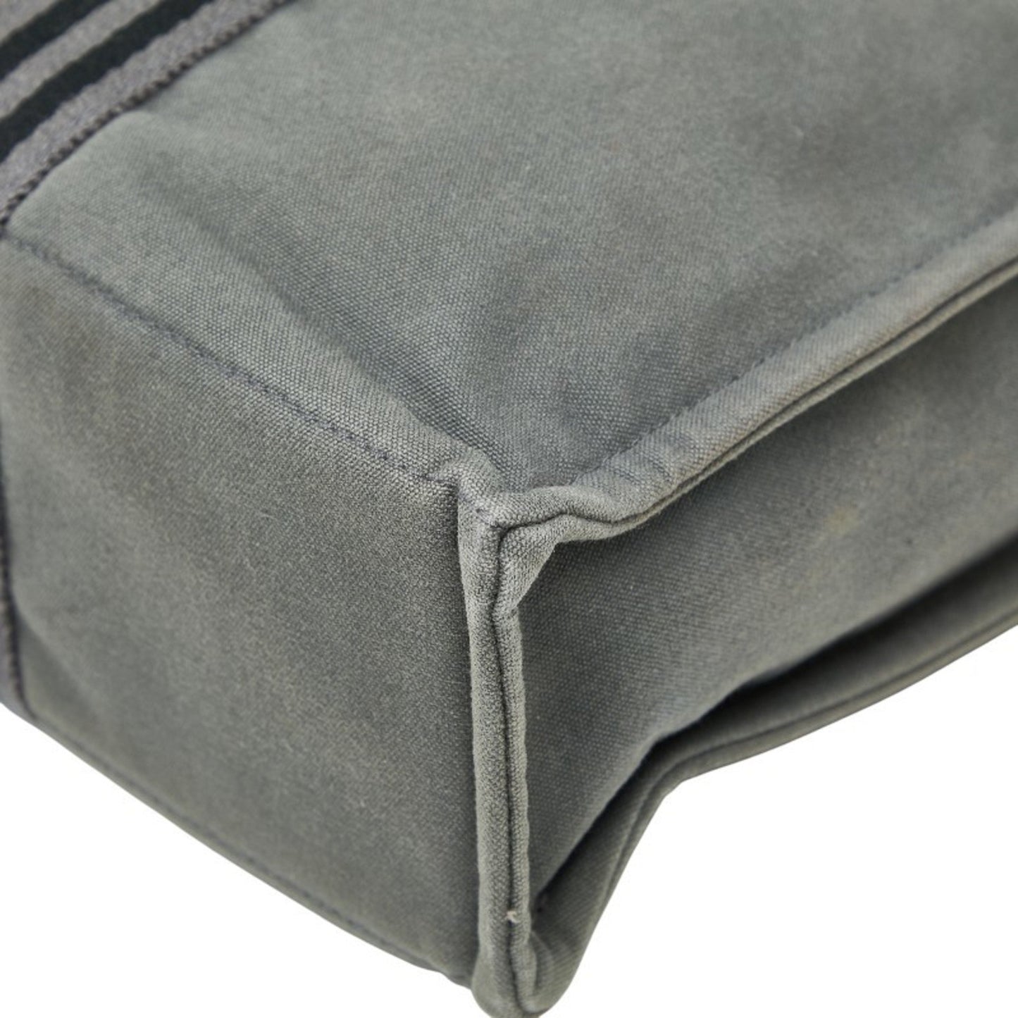 Hermes Foule Tote Mm Handbag Bag Gray Black Canvas