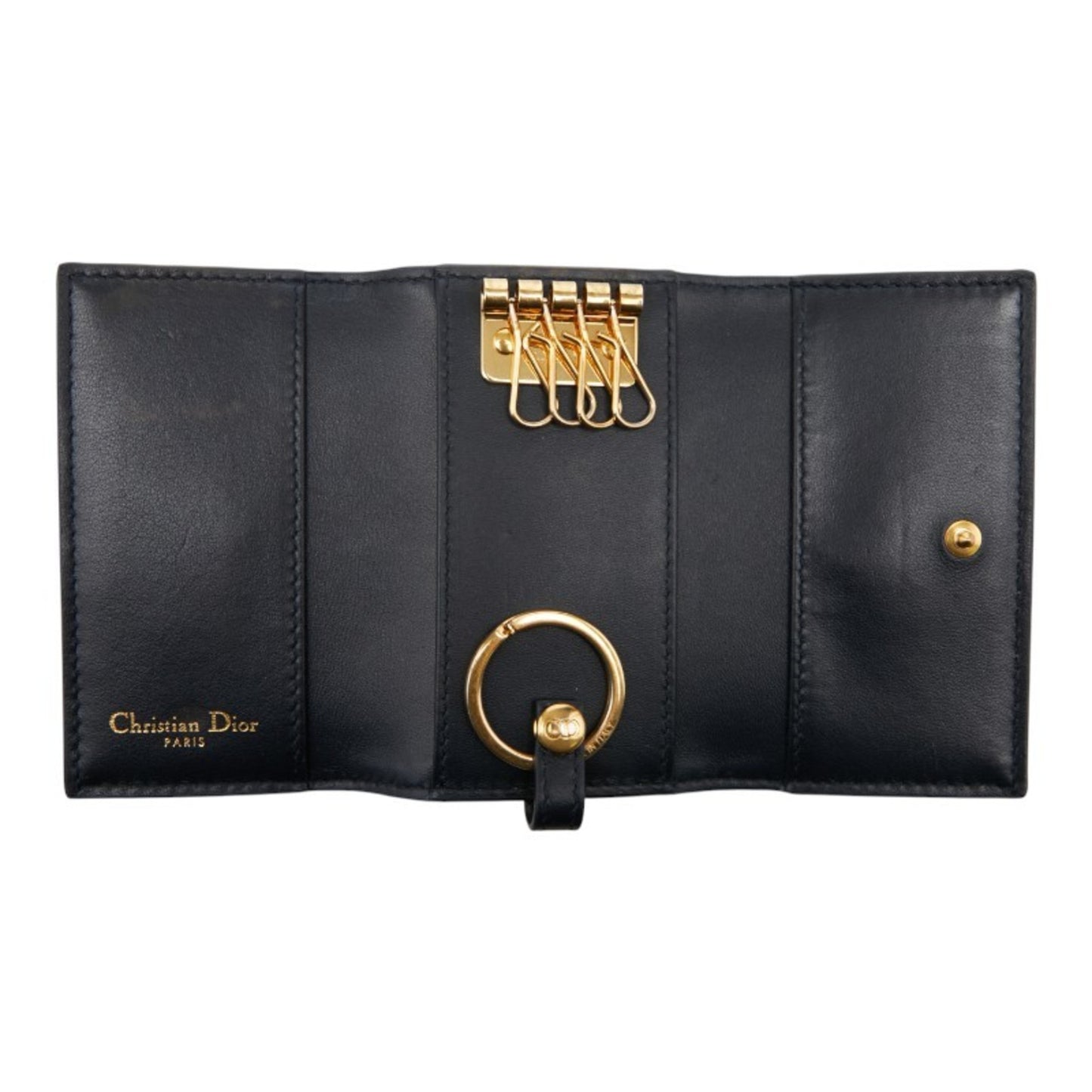 Christian Dior Dior Oblique 4-Ring Key Case In Beige