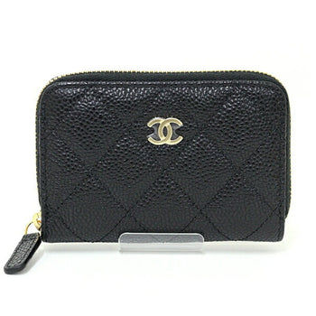 Chanel Classic Zip Coin Purse Case Grained Calfskin Ap0216 Black Unused