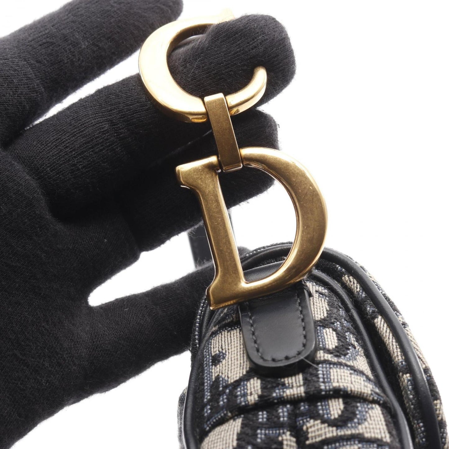 Christian Dior Dior Saddle Bag Mini Oblique Jacquard Handbag Canvas Leather