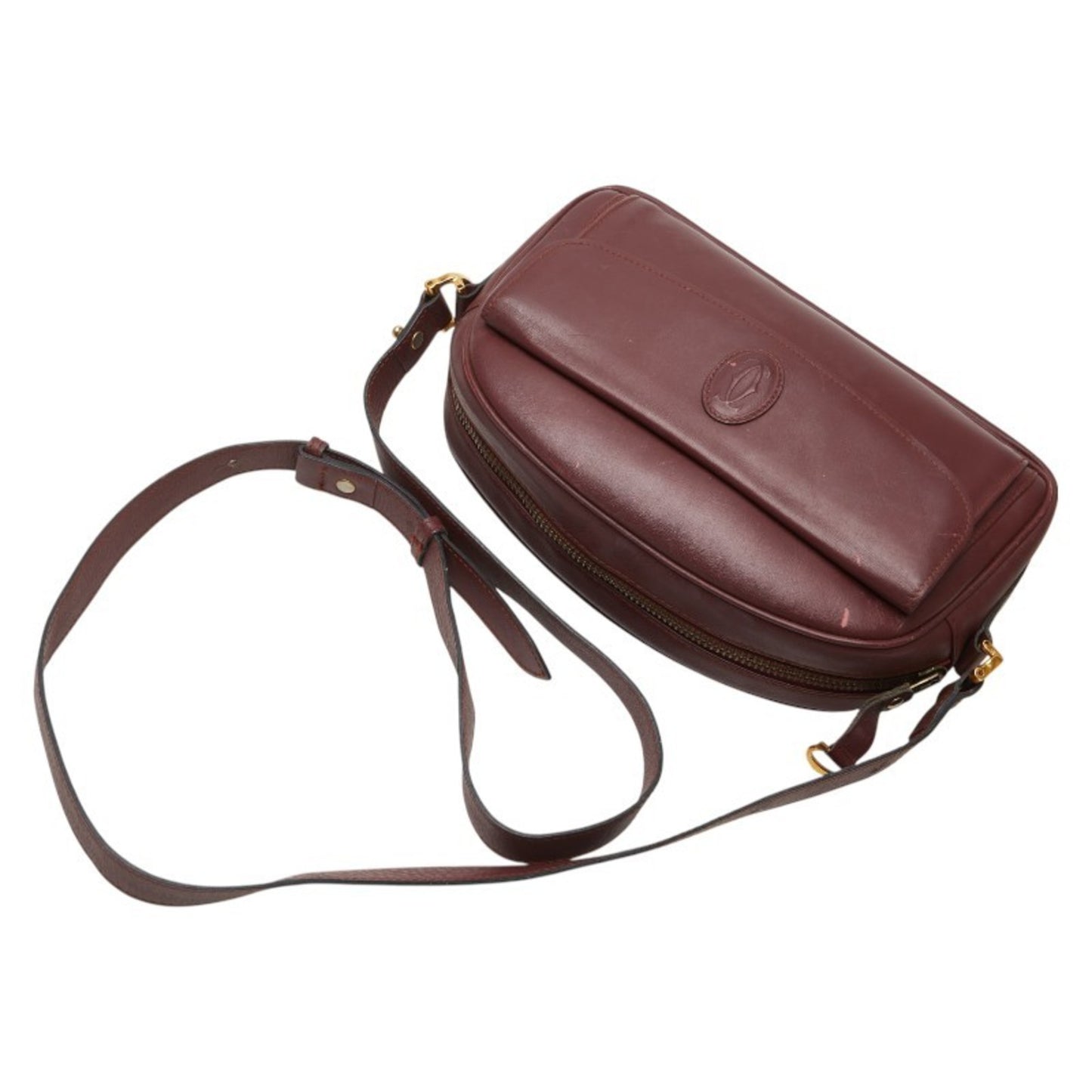 Cartier Must Line Shoulder Bag Wine Red Leather
