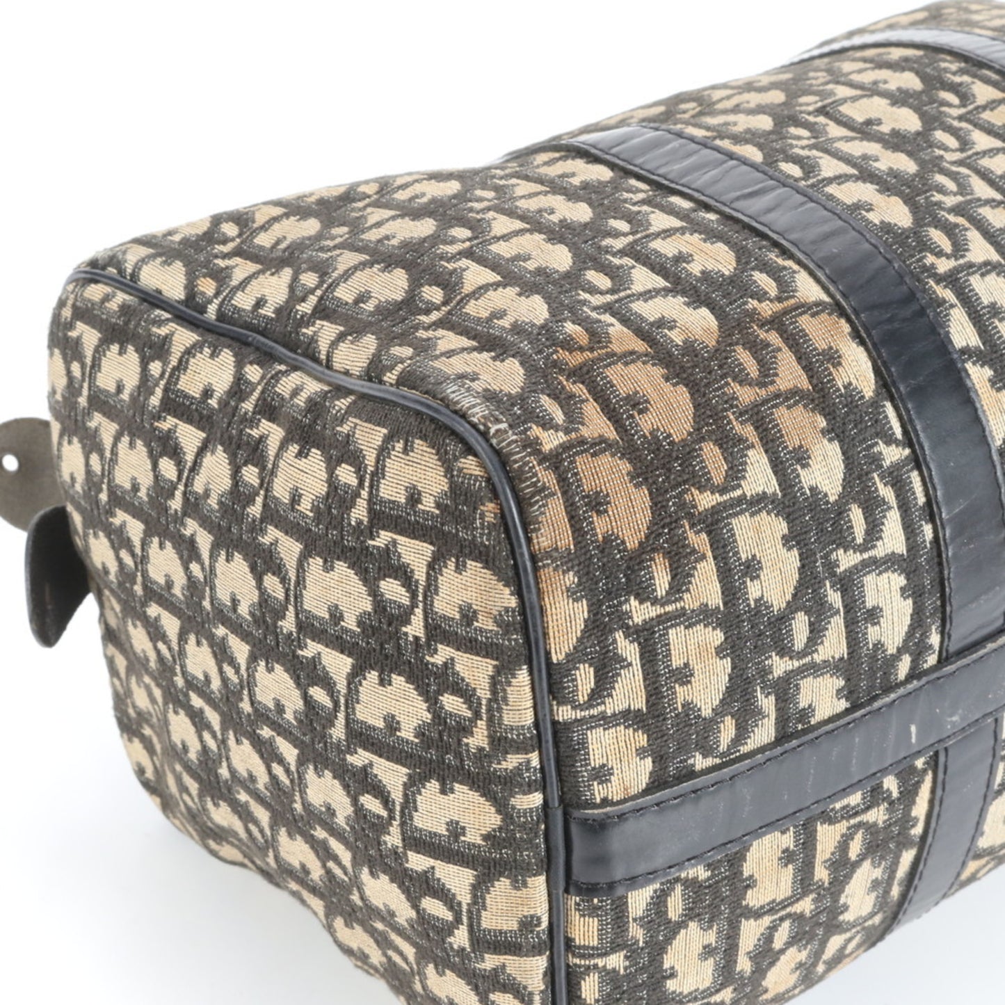 Christian Dior Trotter Mini Boston Leather Handbag Tote Bag In Black