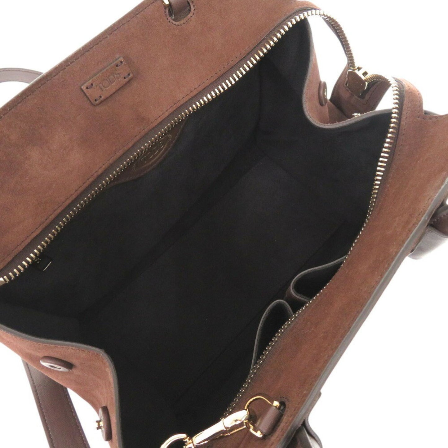 Tod'S Double T Suede Leather Brown Handbag Shoulder Bag 1307Tod'S